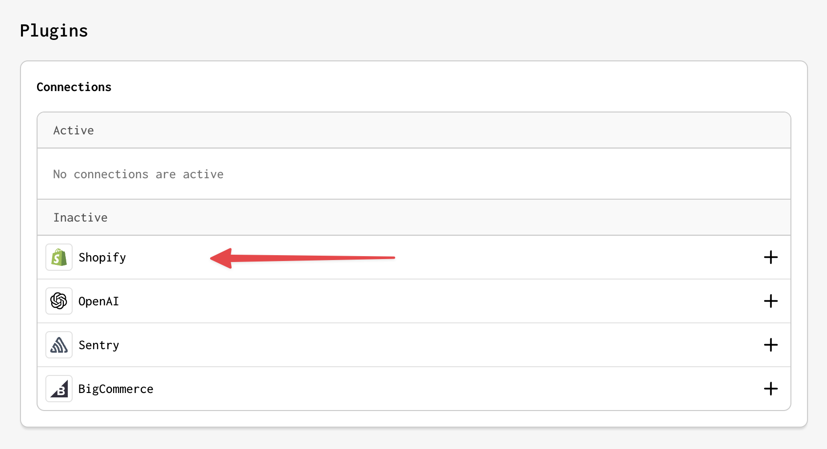 navigate to settings and add the Shopify connection to source controlled app