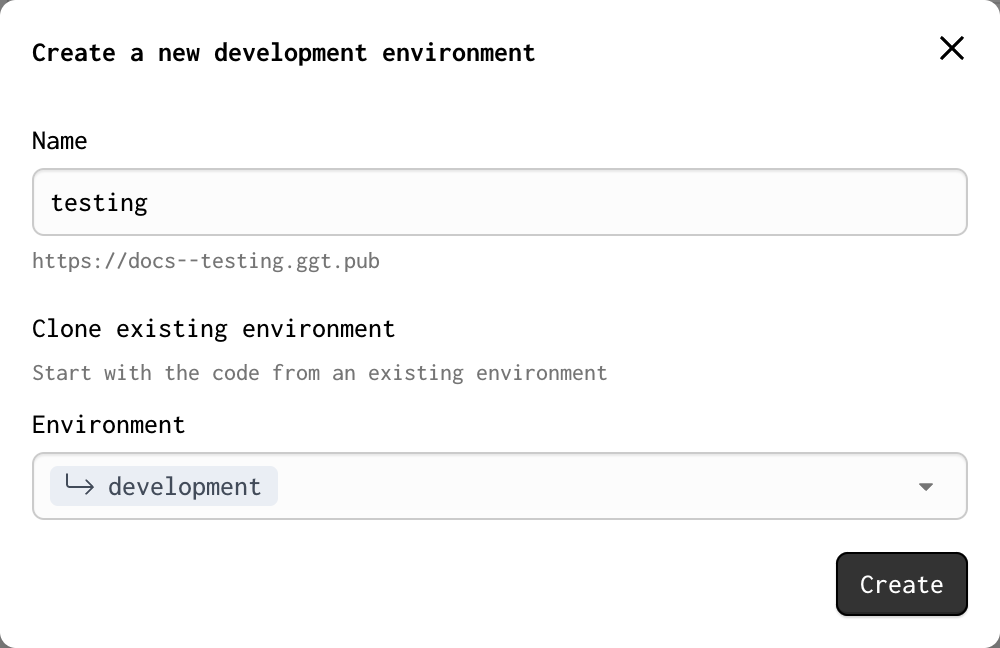 Create new environment for branching into